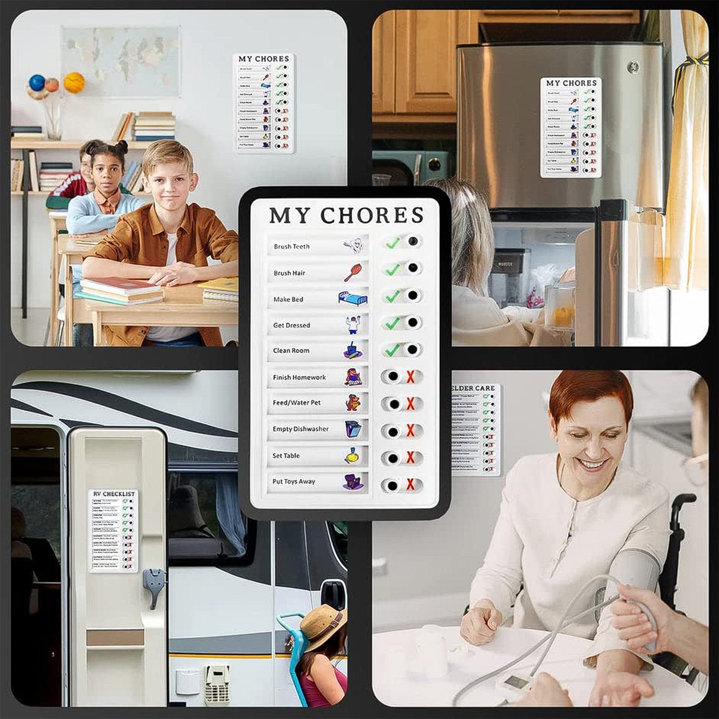 Wukusy 20x12cm portable My Chores home note board for managing chores, planning, and reminders with colorful markers.