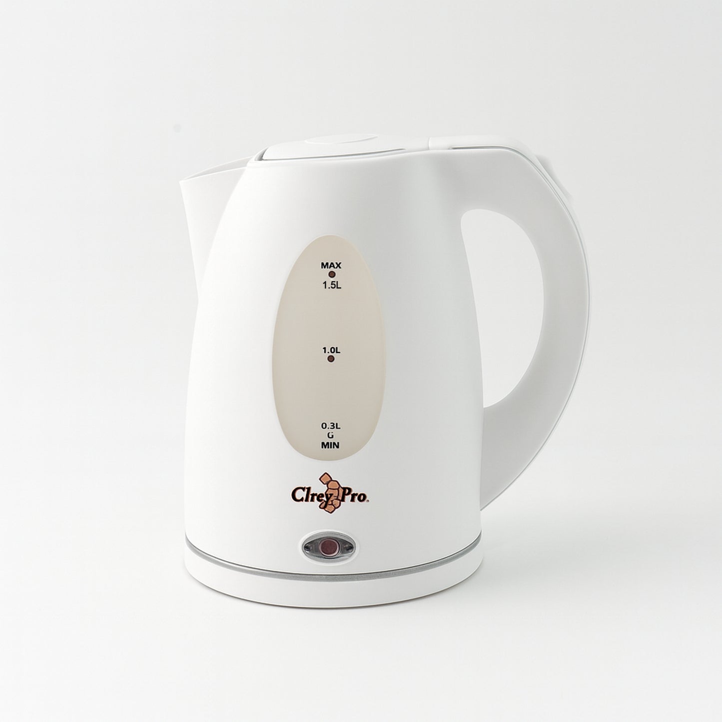Wukusy Orbit electric kettle with 1.5-liter capacity, stainless steel body, and ergonomic handle for home kitchen use