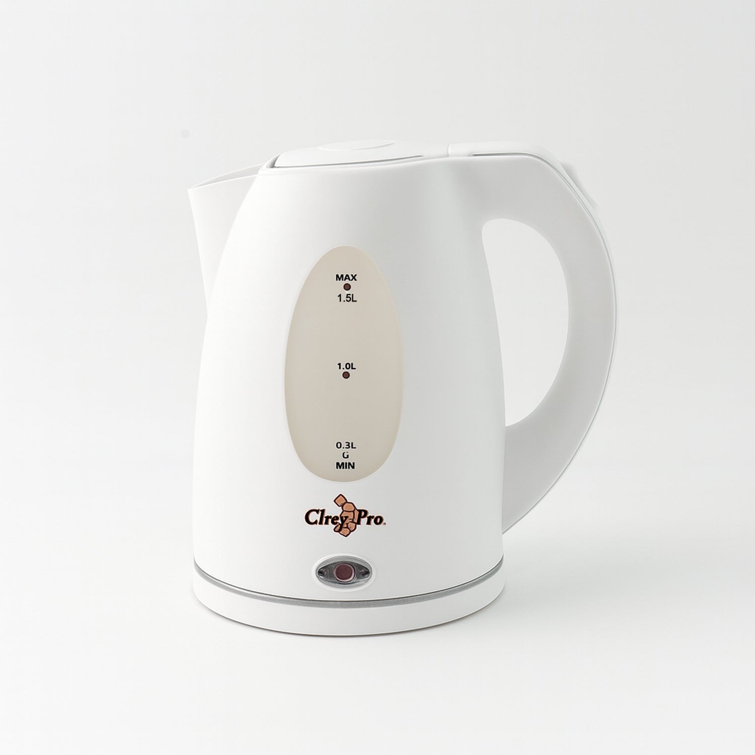 Wukusy Orbit electric kettle with 1.5-liter capacity, stainless steel body, and ergonomic handle for home kitchen use