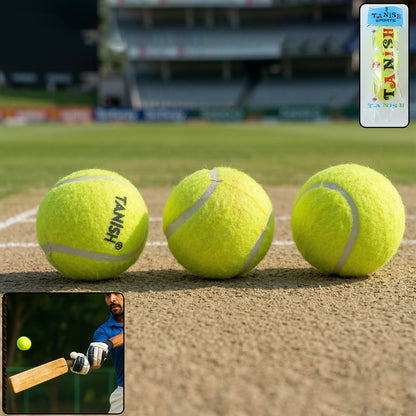 Three premium Wukusy tennis balls in a set, showing their fuzzy yellow surface and brand logo on each ball.