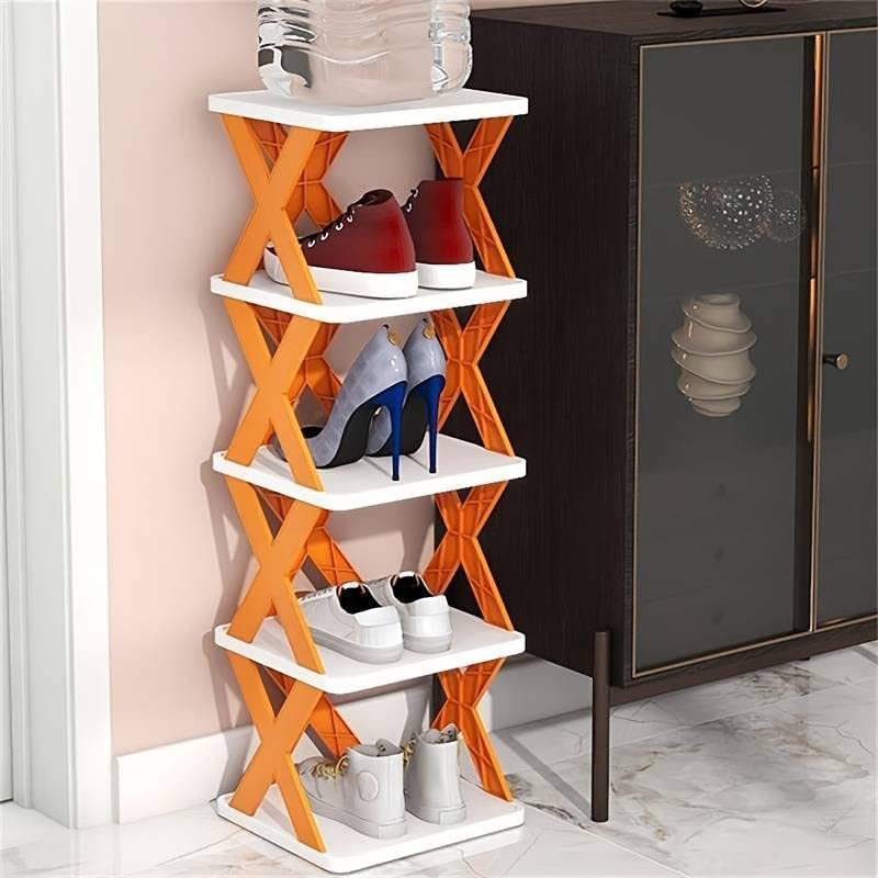 Wukusy 9065 5-tier shoe stand rack with stable structure, compact design for small spaces, ideal for closets or entryways