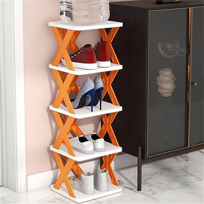 Wukusy 9065 5-tier shoe stand rack with stable structure, compact design for small spaces, ideal for closets or entryways