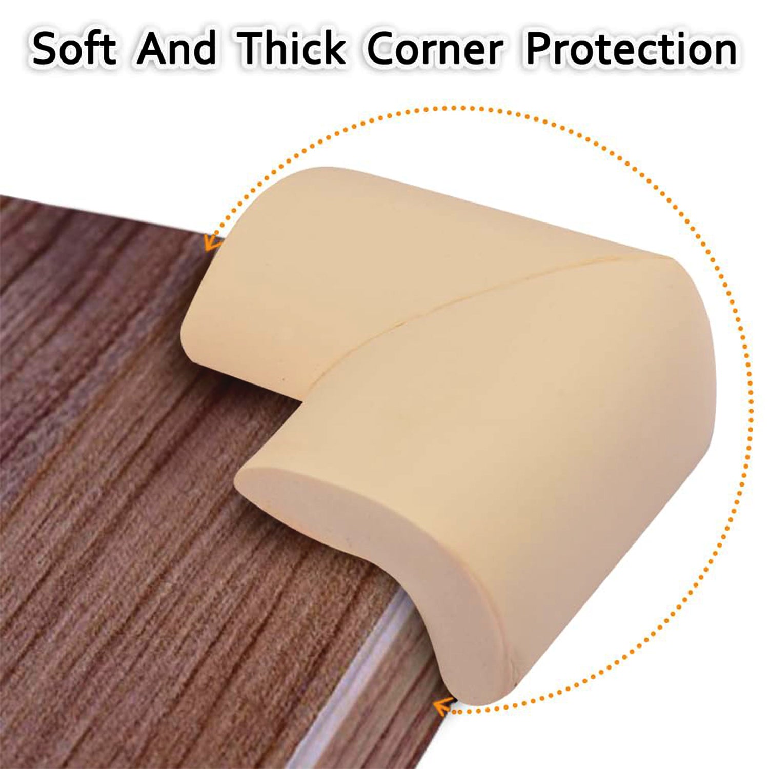 Wukusy 4-piece soft foam table corner protectors set with safety tape, designed to cushion sharp edges and prevent injuries.