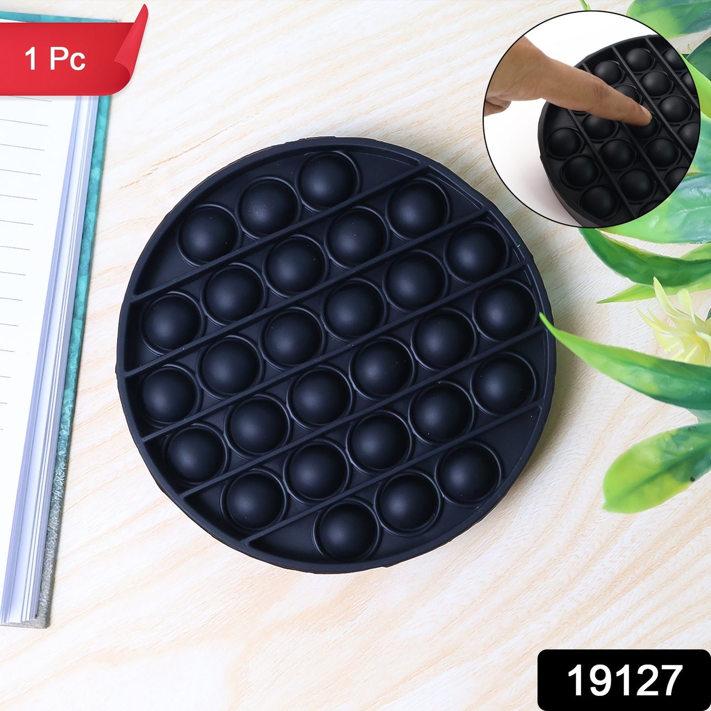 Wukusy premium round silicone Pop It fidget toy with colorful bubbles, designed for stress relief and sensory play.