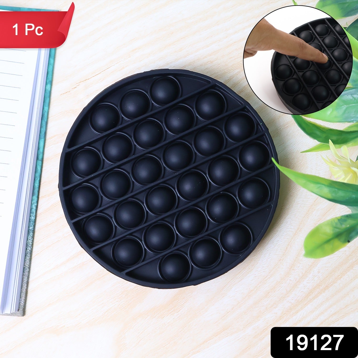 Wukusy premium round silicone Pop It fidget toy with colorful bubbles, designed for stress relief and sensory play.