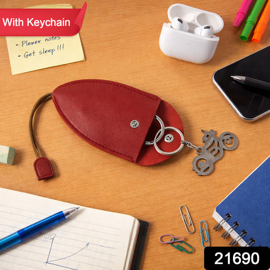 Wukusy stylish compact keyholder pouch with keyring and zipper closure, designed for organizing keys and small essentials.