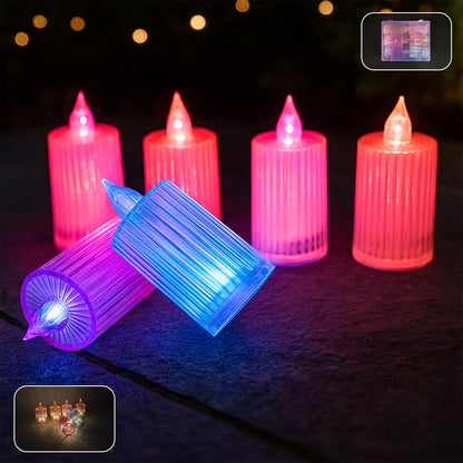 Set of six decorative flameless LED candles by Wukusy, ideal for home decor with warm, flickering light effects.