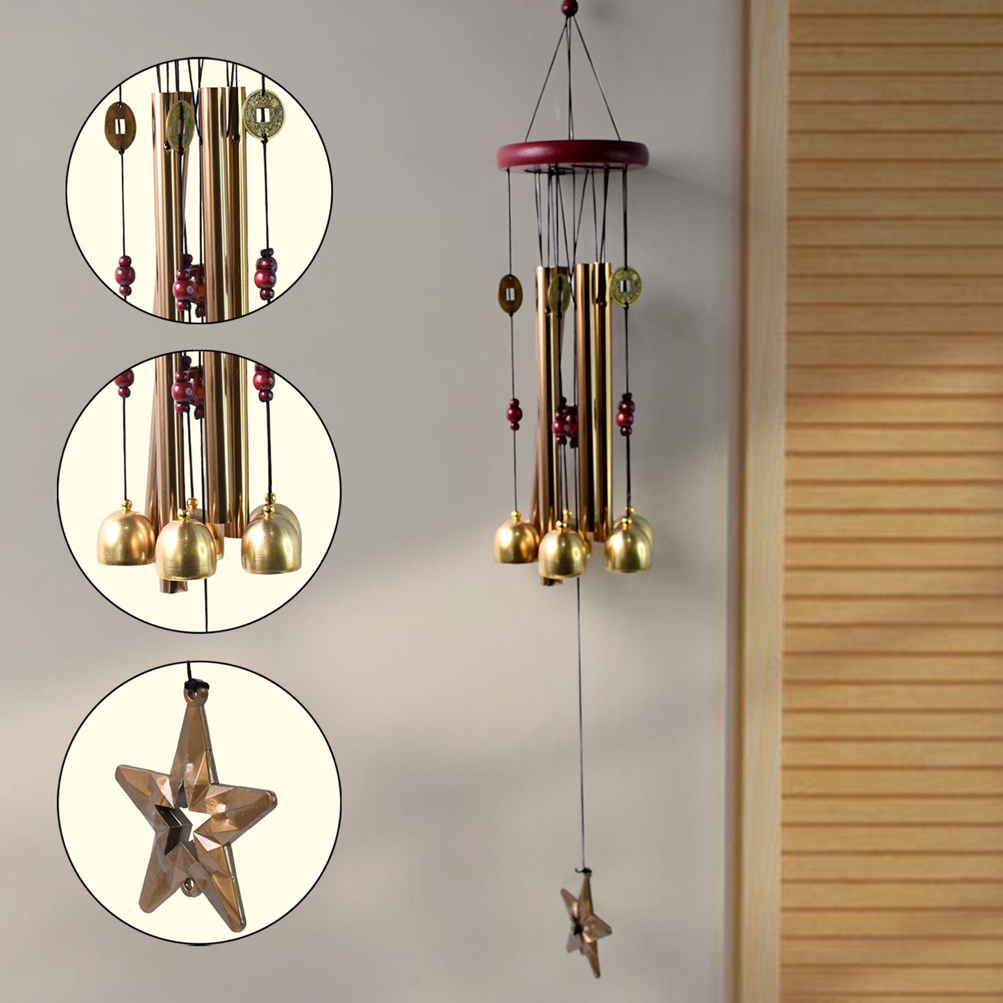 Wukusy outdoor hanging dragonfly wind chime with metal tubes and decorative dragonfly design for garden or patio decor