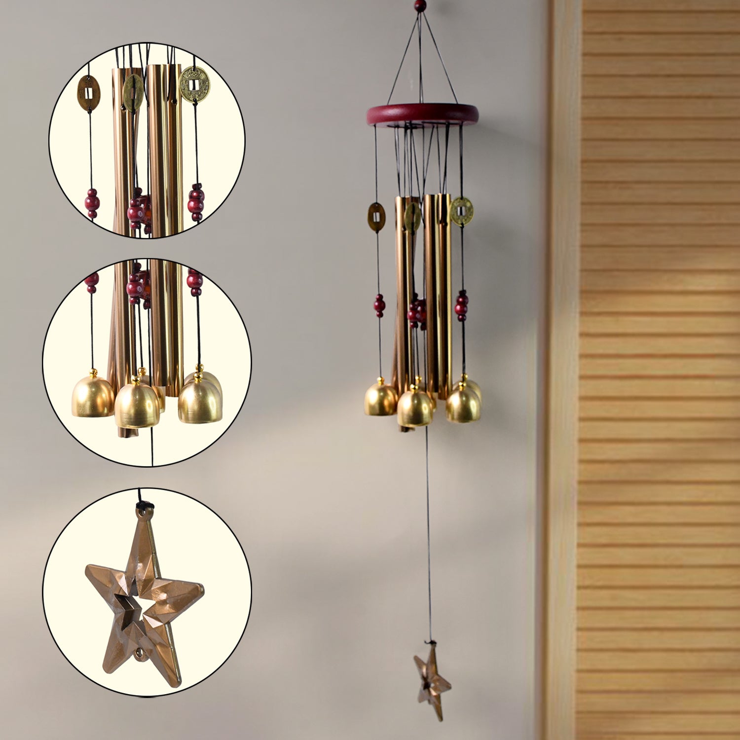 Wukusy outdoor hanging dragonfly wind chime with metal tubes and decorative dragonfly design for garden or patio decor