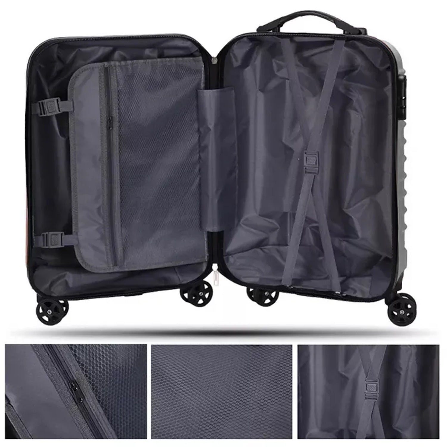 Set of two Wukusy travel trolley bags, large and small suitcases for men and women, with sturdy handles and smooth wheels.