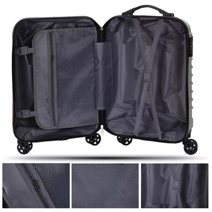 Set of two Wukusy travel trolley bags, large and small suitcases for men and women, with sturdy handles and smooth wheels.