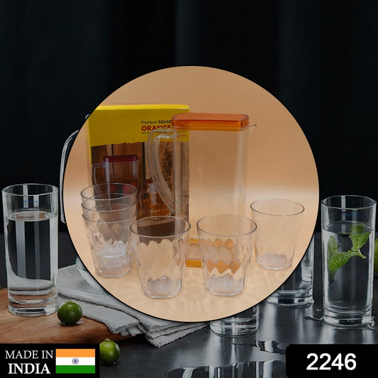 Wukusy 2246 resistant glass jug for juice, milk, and hot or cold beverages, clear kitchen tool with handle and spout for pouring