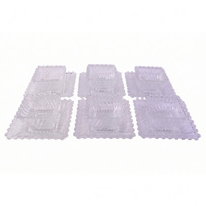 Set of 12 Wukusy Royal Premium glassware serving plates and bowls, clear and elegant for dining and presentation.