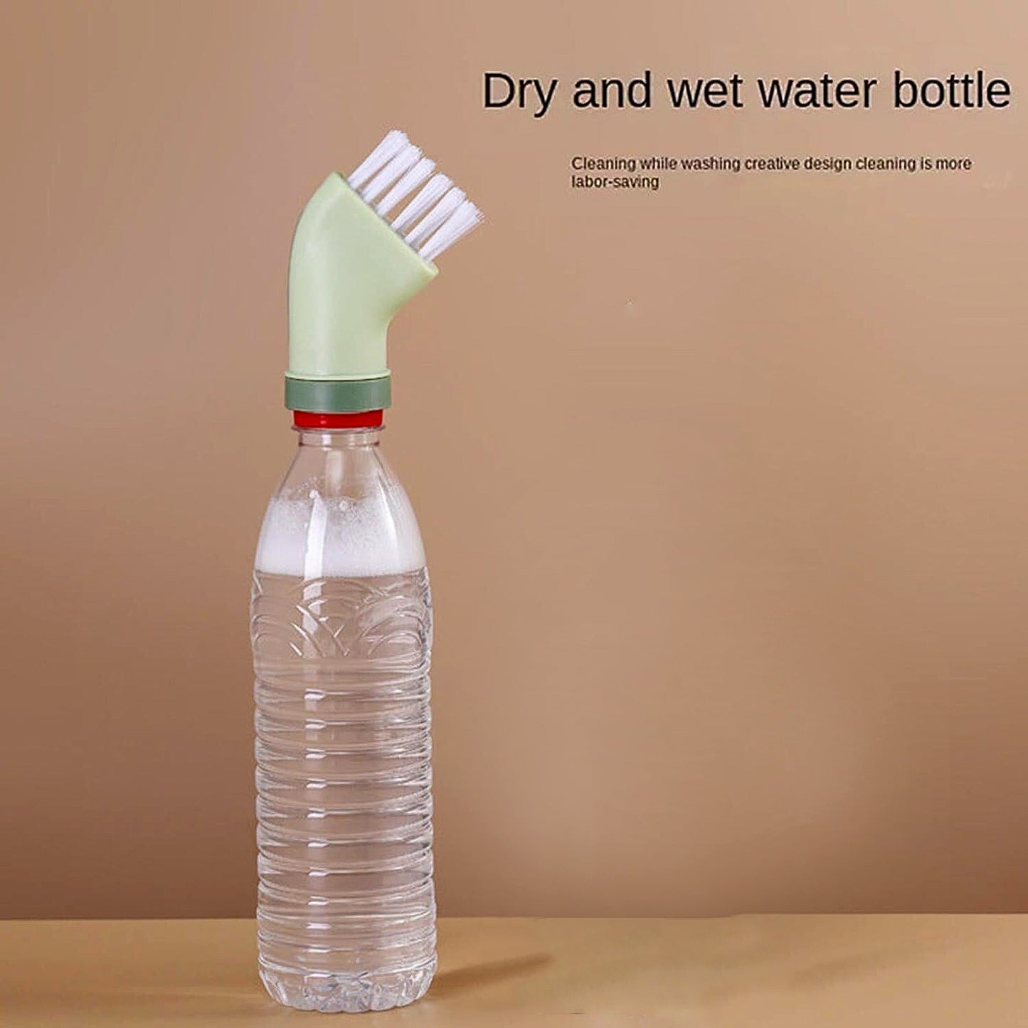 Wukusy multipurpose cleaning brush with connectable handle and built-in scraper for kitchen and home cleaning tasks.