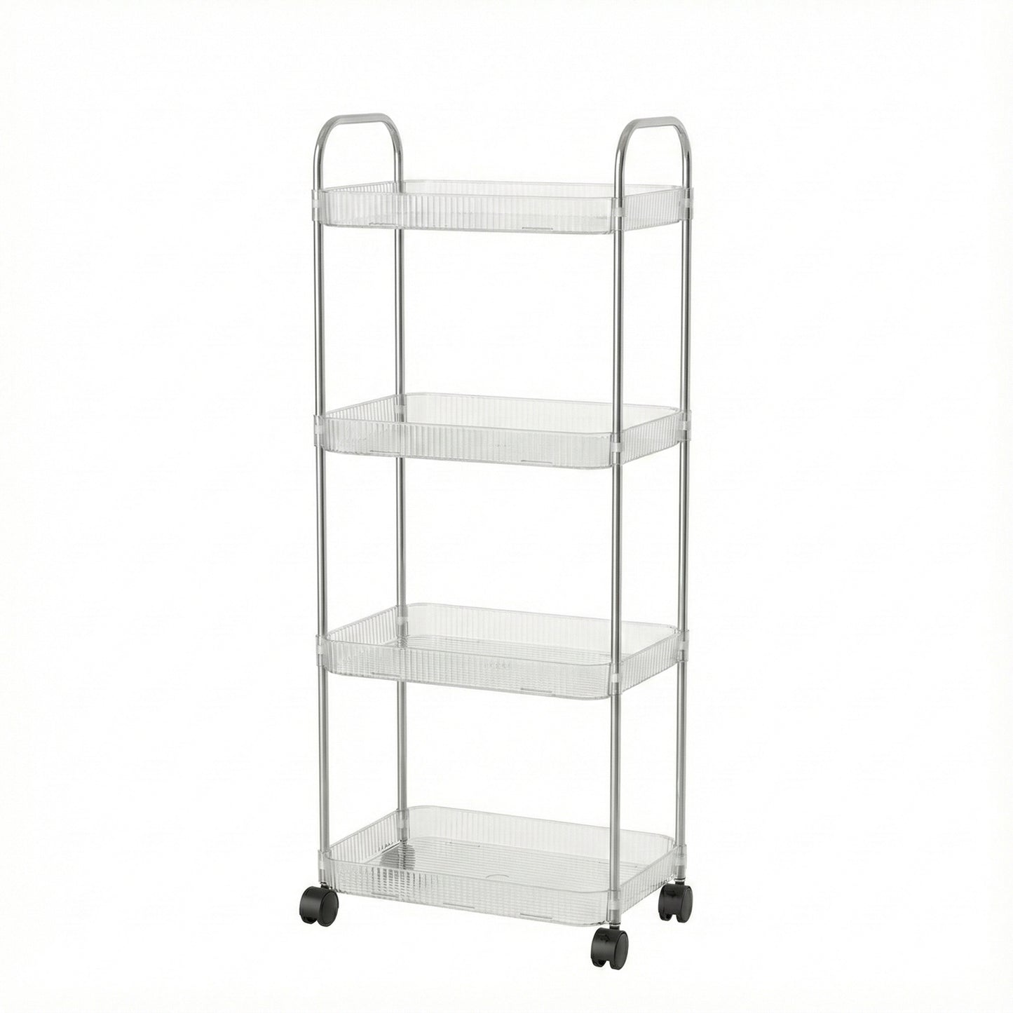 Wukusy 4-layer multipurpose storage trolley with wheels, featuring sturdy shelves and mobility for organizing home or office spaces.