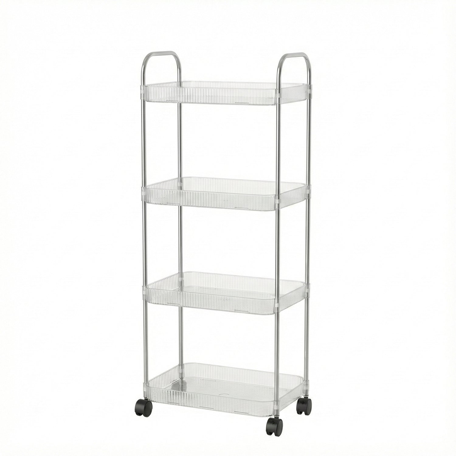 Wukusy 4-layer multipurpose storage trolley with wheels, featuring sturdy shelves and mobility for organizing home or office spaces.