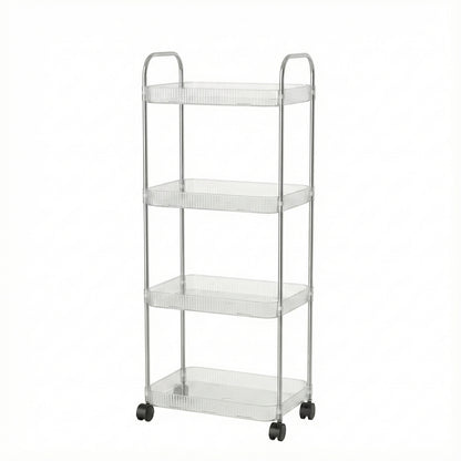 Wukusy 4-layer multipurpose storage trolley with wheels, featuring sturdy shelves and mobility for organizing home or office spaces.
