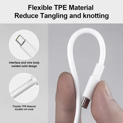 Wukusy Type C fast charging data cable, 1 meter length, shown connected to a device with USB-C port and connector.