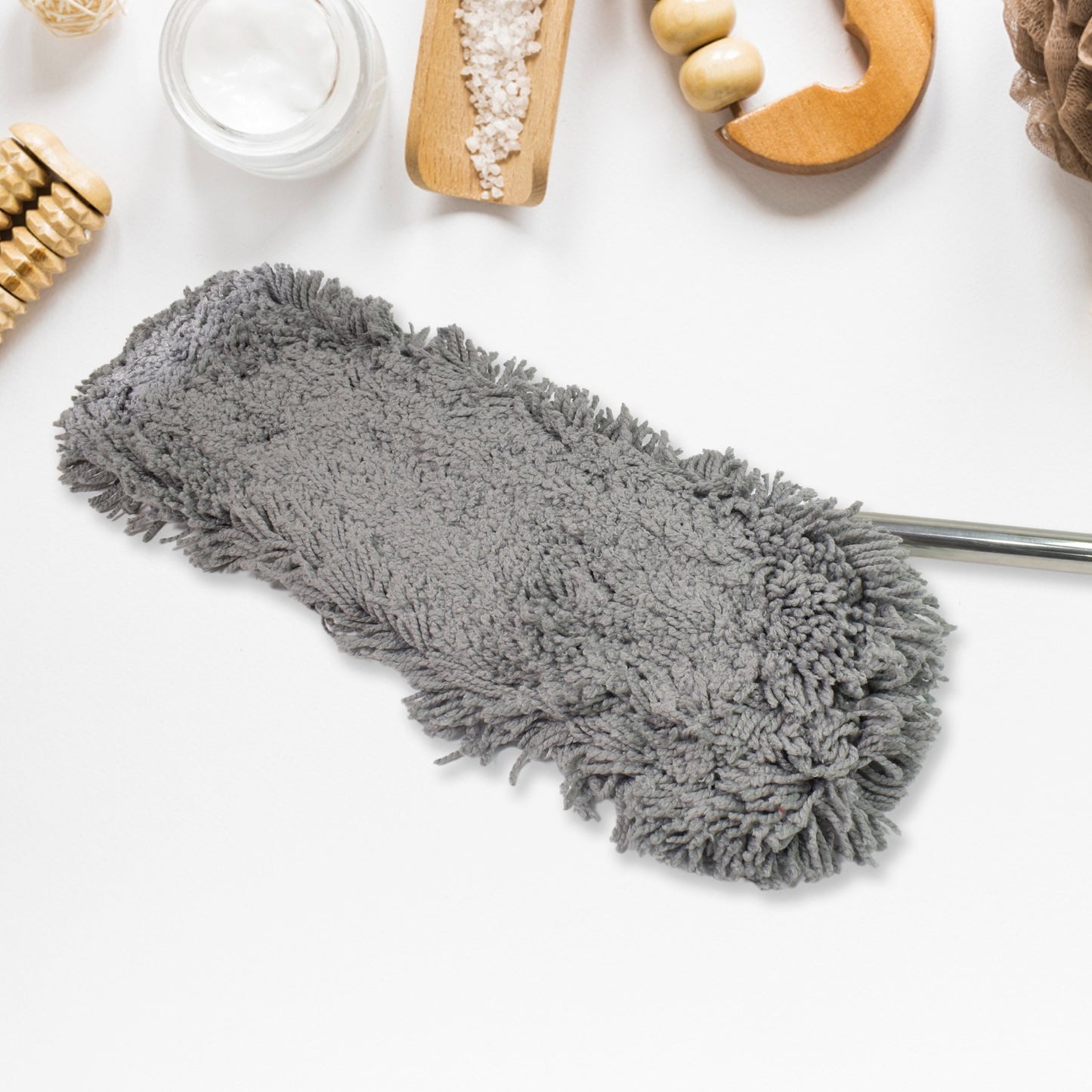 Wukusy wet and dry cotton pad floor mop with long aluminum handle for office cleaning, large size, ready for use.