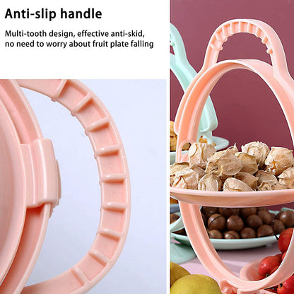 Wukusy 3-layer foldable snack and dessert serving stand with multi-purpose trays for fruit, snacks, or desserts.