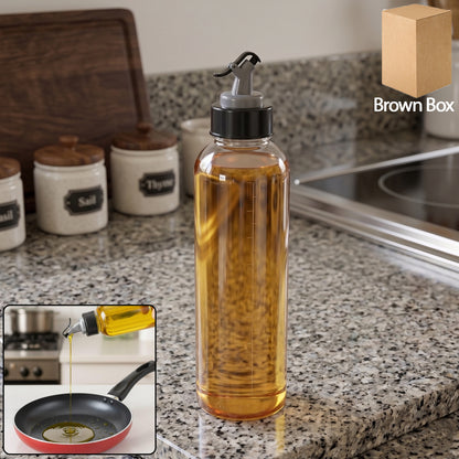 Wukusy 900ml multipurpose oil dispenser bottle with flip top pour spout, clear plastic container for kitchen oil storage