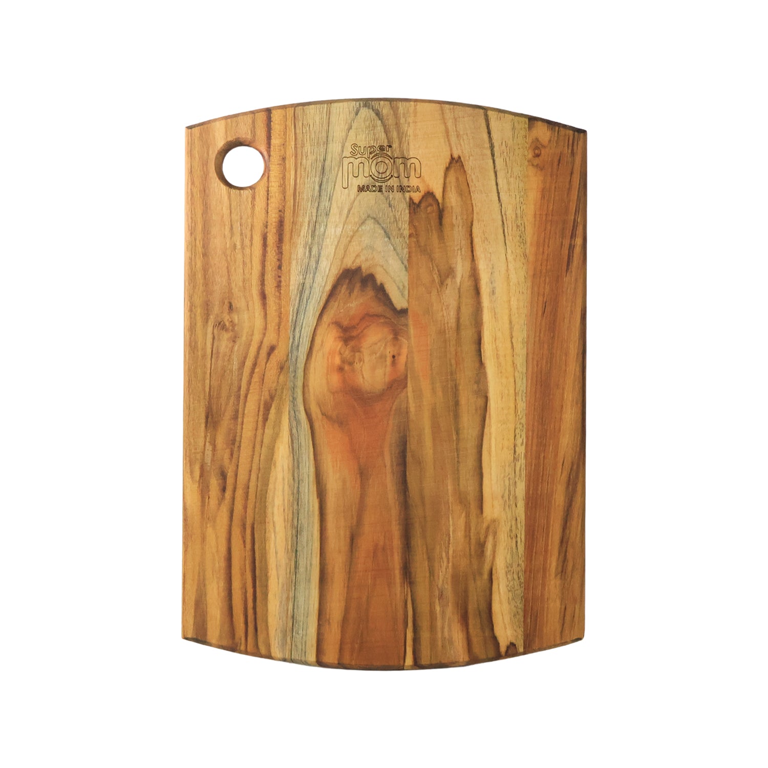 Wukusy Supermom premium teak wood chopping board for kitchen, natural finish, rectangular design, ideal for food prep and cutting tasks