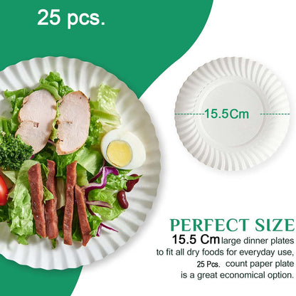 Wukusy Freshee 7-inch round compostable paper plates, set of 25, suitable for home and kitchen use, eco-friendly disposable dinnerware