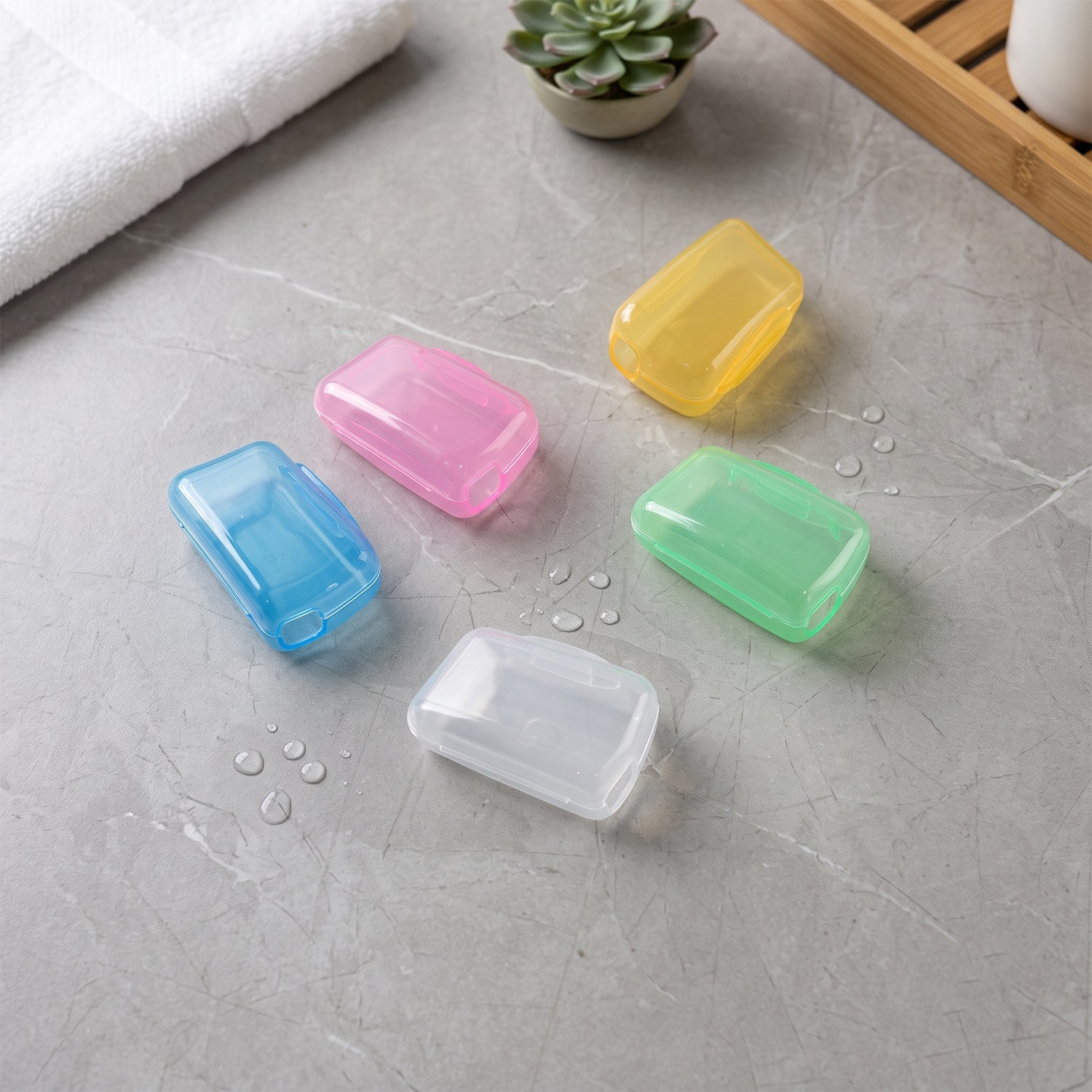 Set of five Wukusy toothbrush head cover caps for travel, protective hygiene cases, and dental tool storage.
