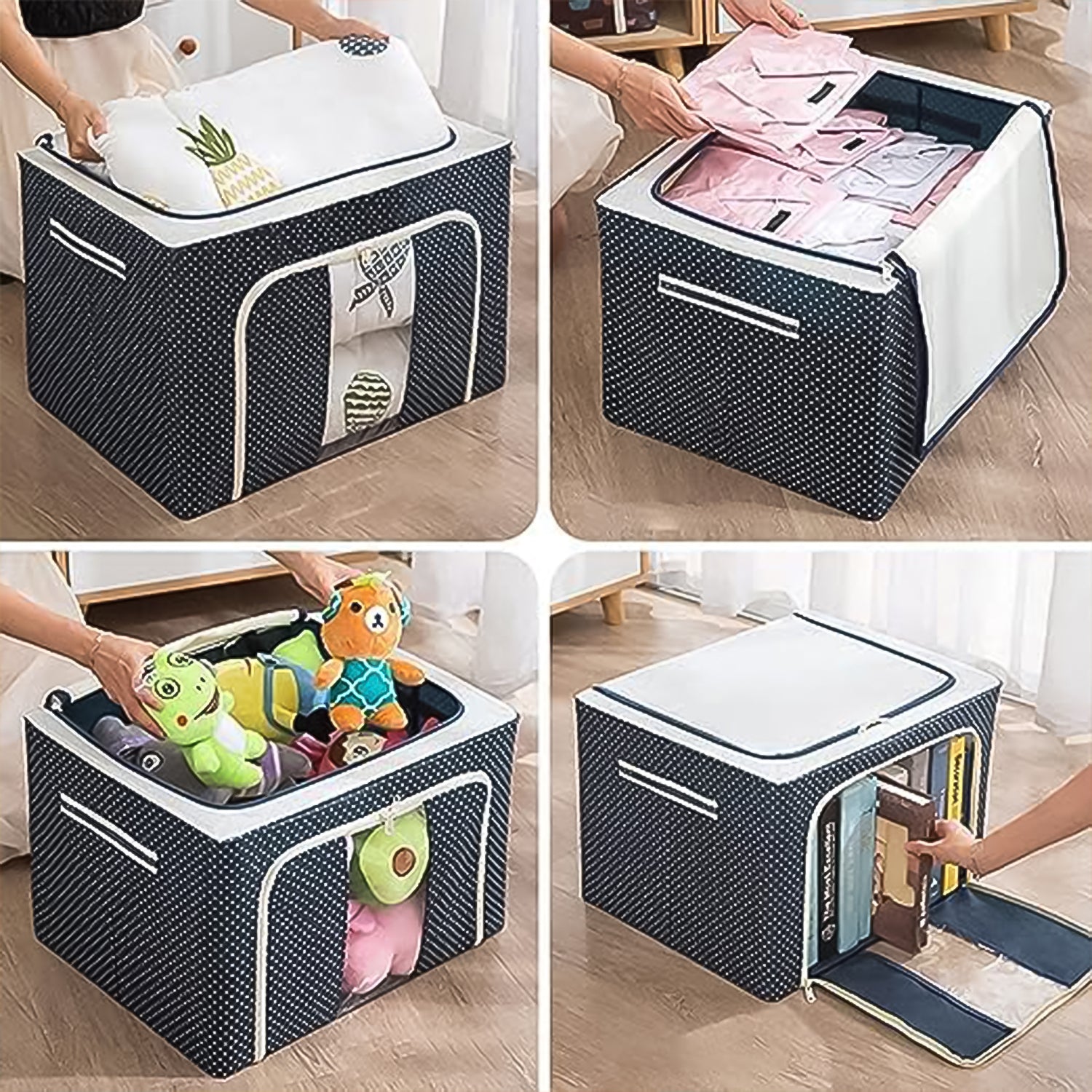 Foldable steel-frame clothes storage box from Wukusy, 50x40 cm, with a sturdy design and fabric cover for home organization.