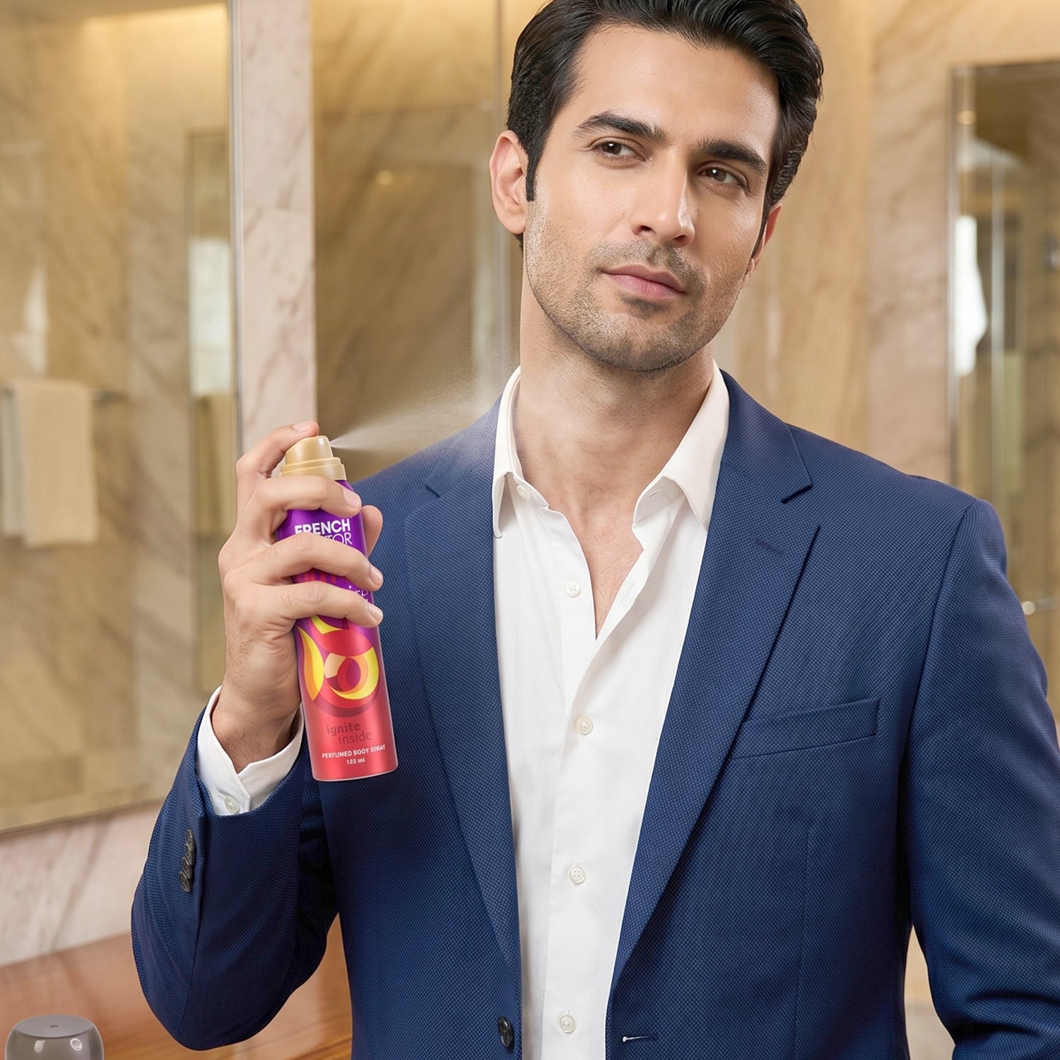 Wukusy French Factor Pure Desire perfumed body spray bottle, 150ml, with elegant packaging and floral scent design.