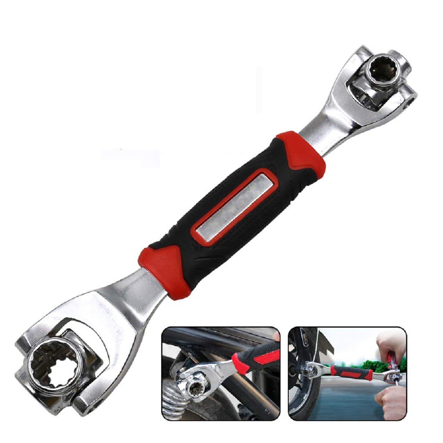 Wukusy 48-in-1 socket point universal car repair tool with 360-degree fixed square and hex Torx hand wrench.