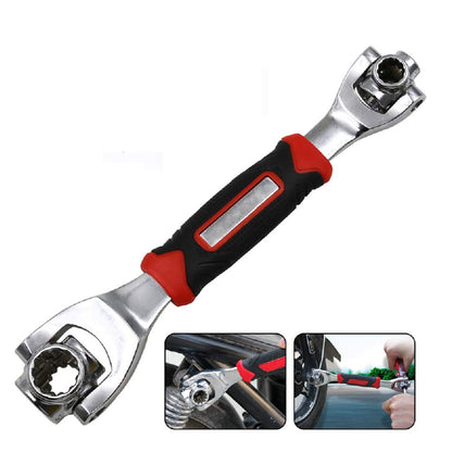 Wukusy 48-in-1 socket point universal car repair tool with 360-degree fixed square and hex Torx hand wrench.