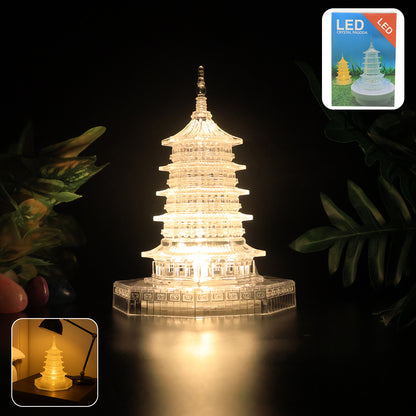 Wukusy premium LED crystal pagoda decorative light for home decor, featuring intricate crystal design and warm LED illumination.