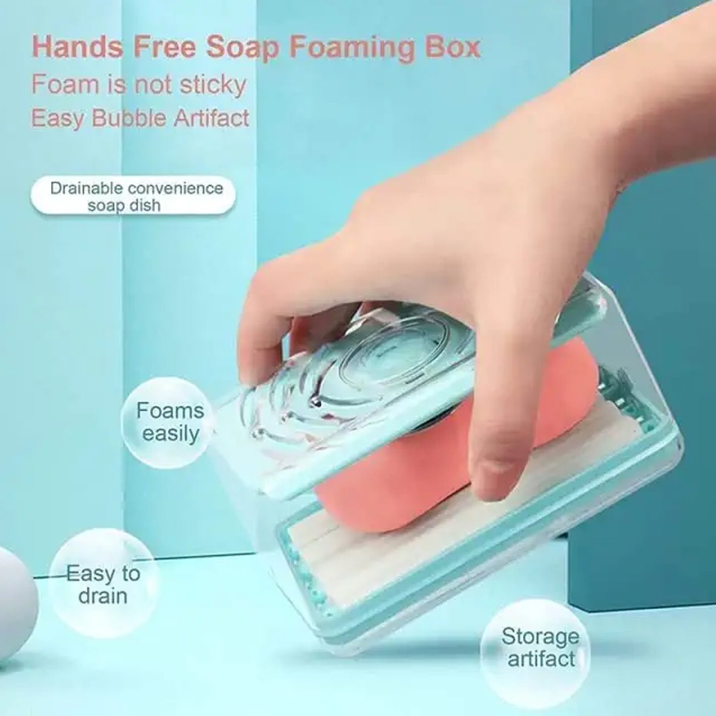 Wukusy 6296 2-in-1 portable soap dish with roller and drain holes, multifunctional soap holder for home, kitchen, and bathroom.