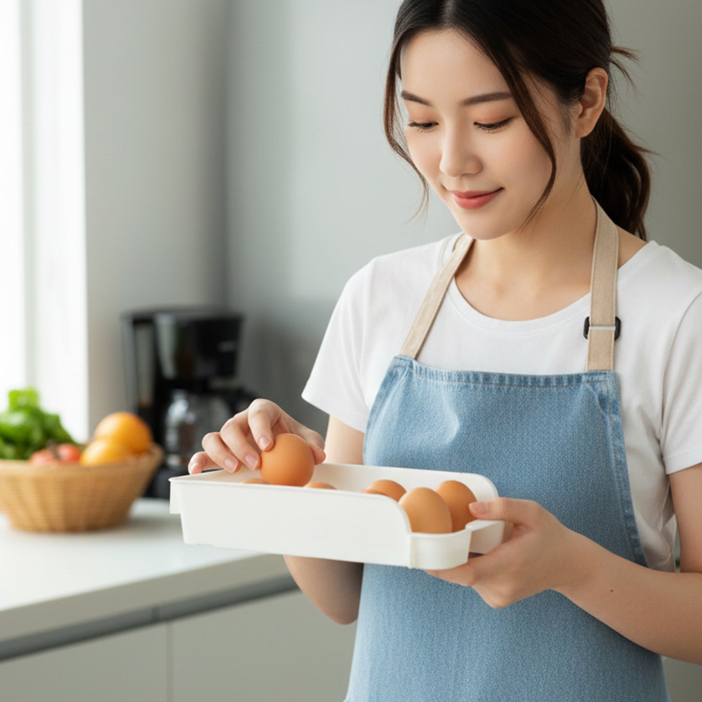 Two Wukusy plastic egg storage tray holders in a set, designed to organize and protect eggs in a kitchen or refrigerator.