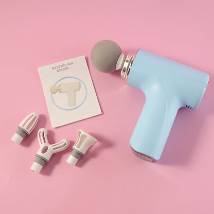 Wukusy electric vibrating massage gun with multiple interchangeable heads for muscle relief and relaxation.