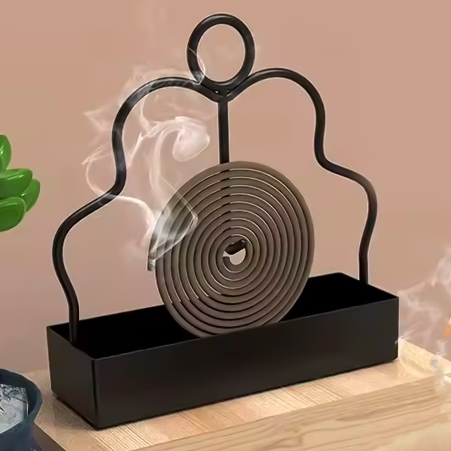 Wukusy mosquito coil holder stand, black metal design for safe mosquito coil placement, 1 piece for outdoor or indoor use