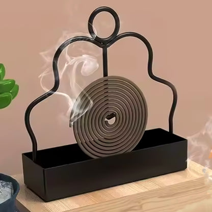 Wukusy mosquito coil holder stand, black metal design for safe mosquito coil placement, 1 piece for outdoor or indoor use
