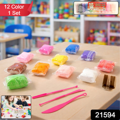 Kids Wukusy 12-color antibacterial super clay set for creative play with vibrant, moldable clay in colorful containers.