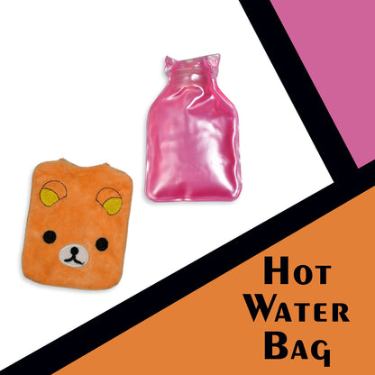 Wukusy 6503 orange panda small hot water bag with cover for pain relief, neck, shoulder, hand, feet warmth, menstrual cramps.