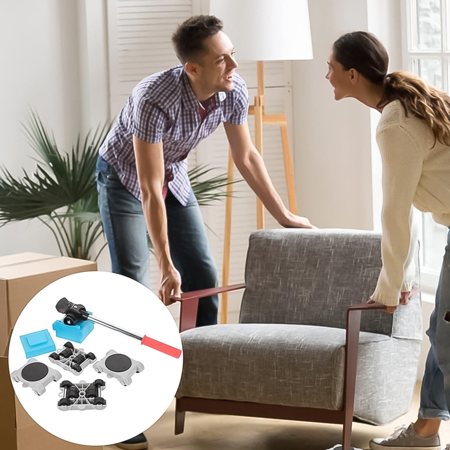 Wukusy 8-piece furniture lifter and dolly set for home improvement, includes various lifting and moving tools for furniture.