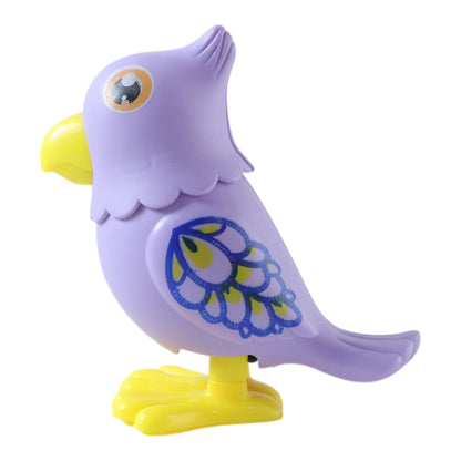 Wukusy key-operated jumping bird toy for kids, featuring colorful plastic bird with a key mechanism for entertainment.