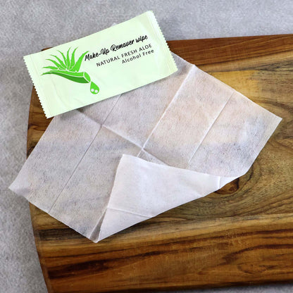 Wukusy premium natural aloe makeup remover wipe, single soft cloth with aloe vera for gentle facial cleansing.