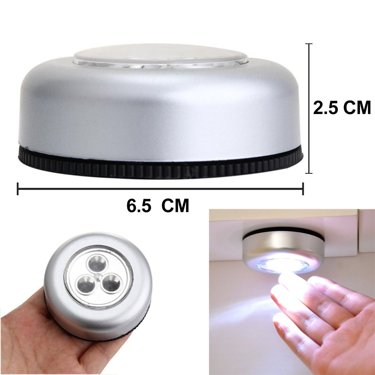 Wukusy 1721 3 LED cordless stick tap wardrobe touch light illuminating a closet interior with touch-sensitive controls.
