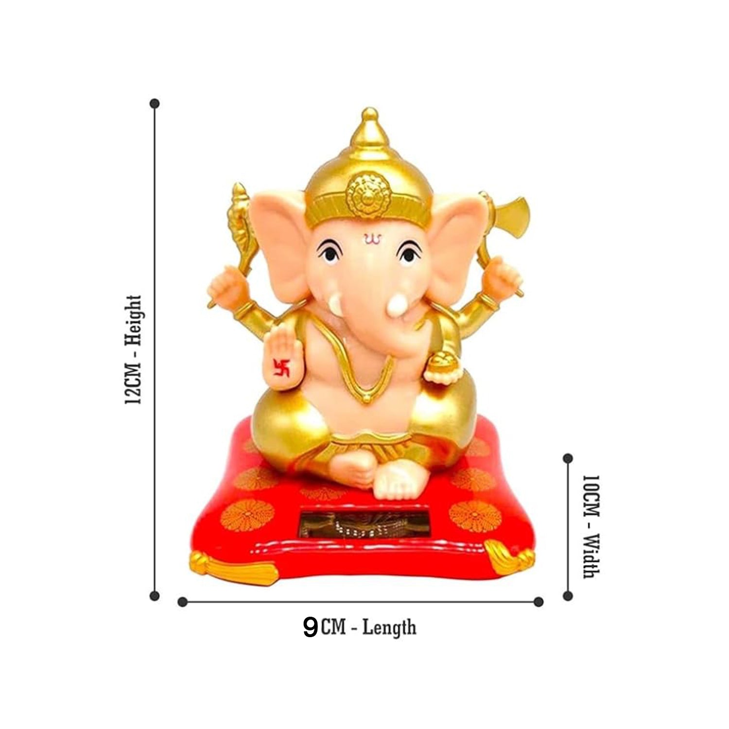 Solar-powered Dancing Ganesha idol decorative showpiece by Wukusy, featuring Lord Ganpati with moving, festive home decor.