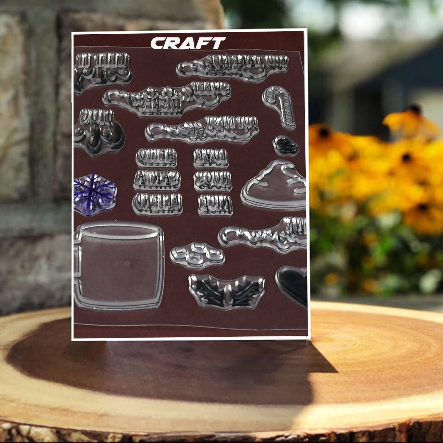 Reusable rubber stamp set from Wukusy, featuring transparent TPR stamps for DIY crafts, envelopes, diaries, and paper decorations.