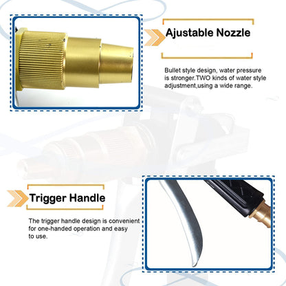 Gold plated metal trigger hose nozzle spray by Wukusy, durable hardware with lever for controlled water flow and spraying.