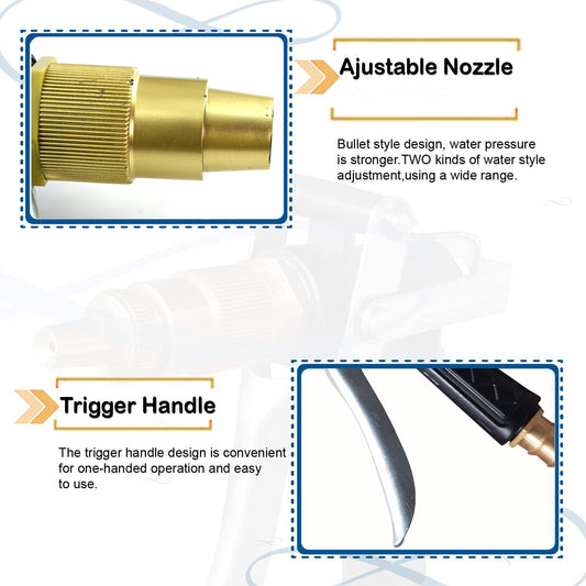 Gold plated metal trigger hose nozzle spray by Wukusy, durable hardware with lever for controlled water flow and spraying.