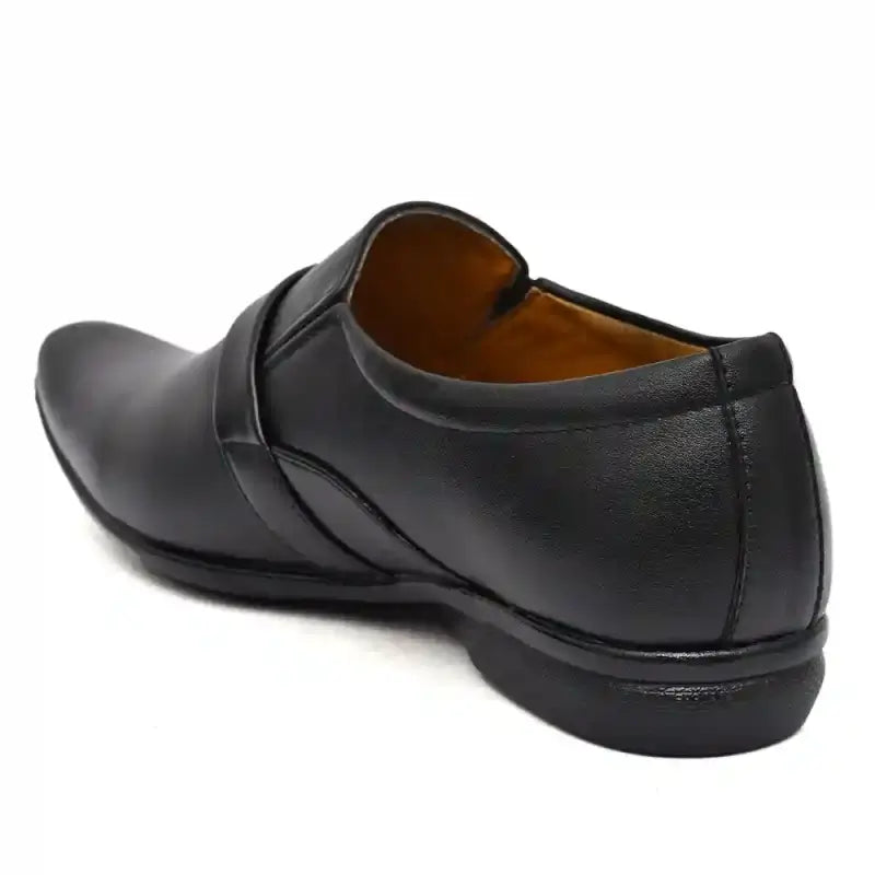 Black Ekom men's formal moccasin shoes, stylish office footwear with a sleek design suitable for boys and men.