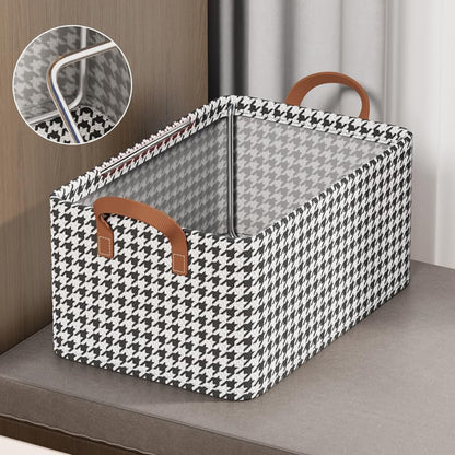 Foldable fabric storage box with handles from Wukusy, measuring 47x28cm, ideal for organizing home spaces.